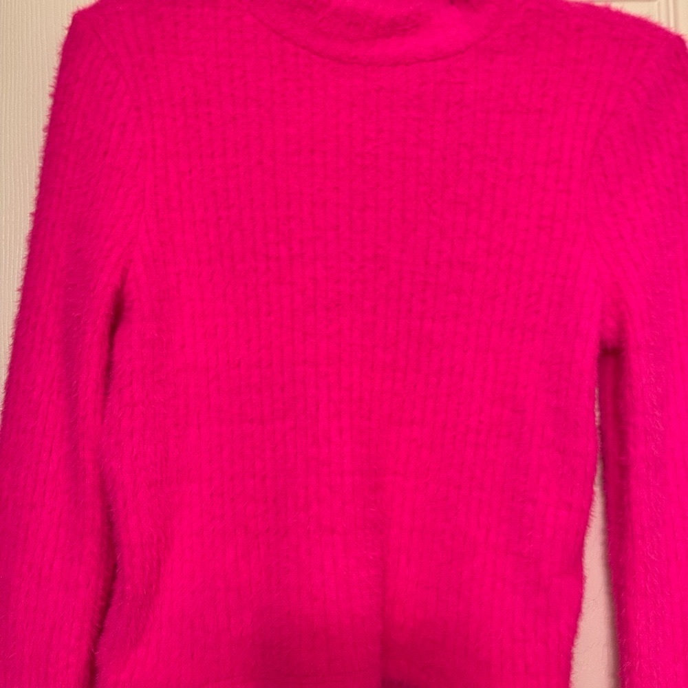 Anthropologie neon pink fuzzy sweater - Picture 6 of 6